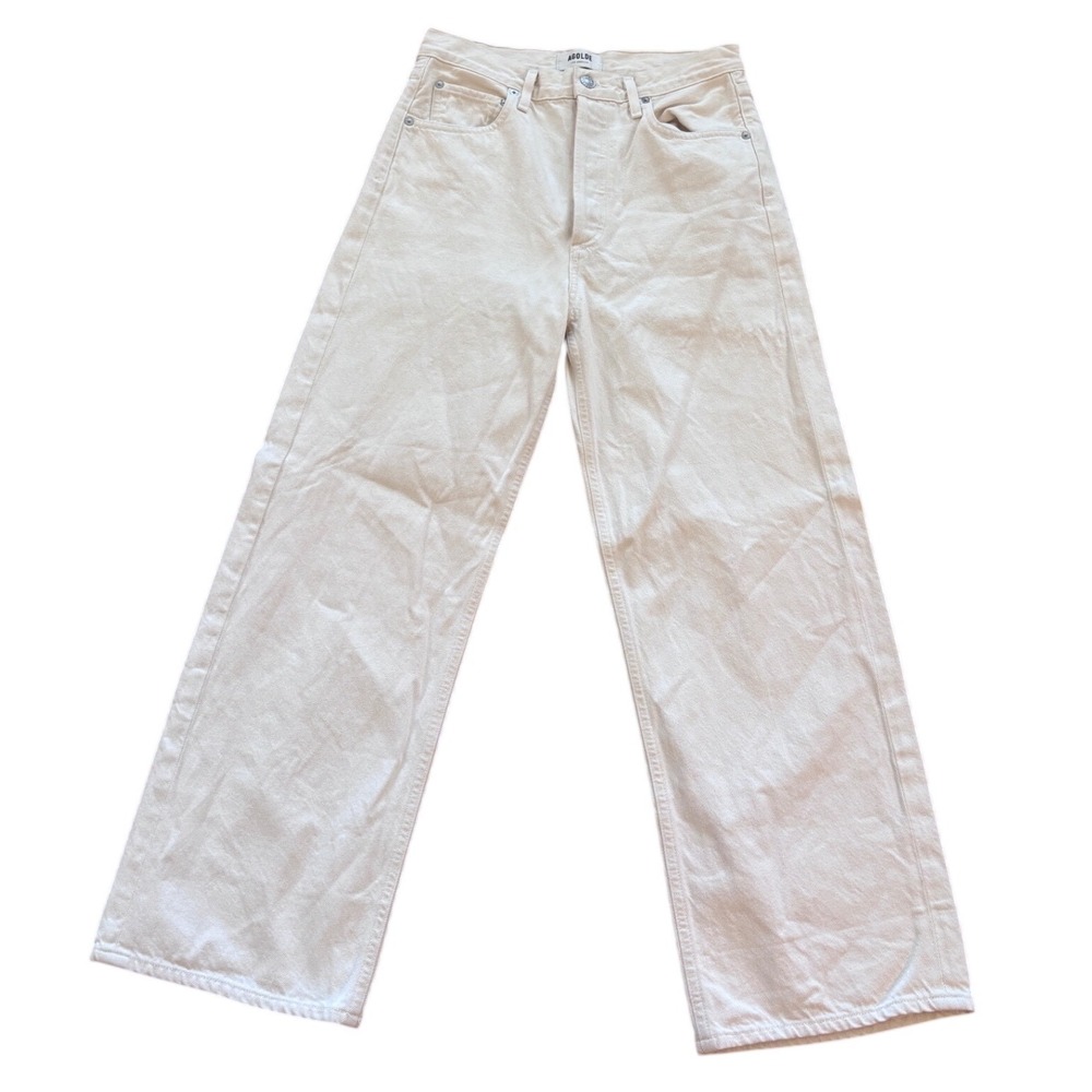 Agolde Ren High Rise Wide Leg Jeans Ecru Off White Cotton A117B-1183 Size 26